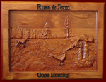 Gift plaque - hunting scene dog and pheasants