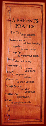 Parents Prayer carved into a scroll
